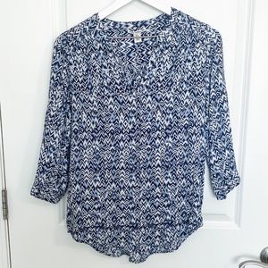Blue & White Patterned Blouse
